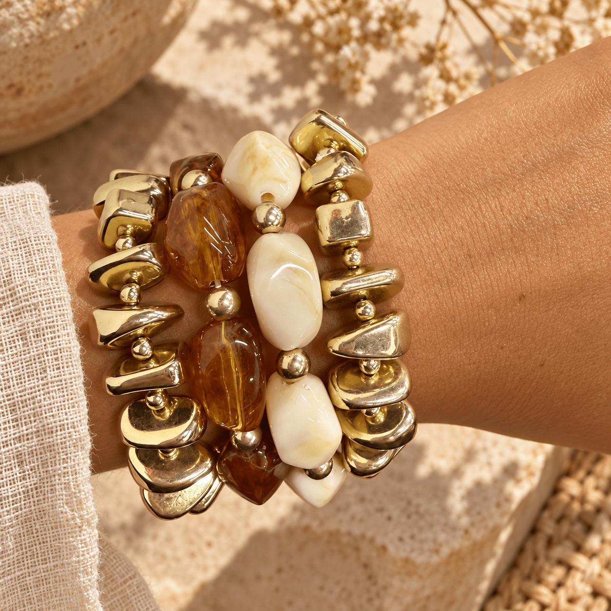 4pc Chunky Resin & CCB Bracelet Set for Men and Women